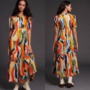 Anthropologie Maeve Suzannah Colorful Printed‎ Maxi Dress